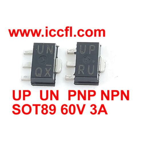 UP SOT-89 UN SOT-89 NPN PNP 60V 3A transistor pair UP SOT-89 UN SOT-89 NPN PNP 60V 3A transistor pair