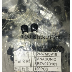 ZNR V7101U ERZV07D101 = 07D101K 100V 5pcs/lot ZNR V7101U ERZV07D101 = 07D101K 100V 5pcs/lot