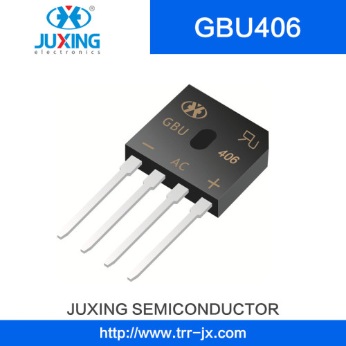 Juxing Gbu406 Vrrm600V Vrms420V Ifsm80A Vf1.1A I (AV) 4A Bridge Rectifiers with Gbu Case Juxing Gbu406 Vrrm600V Vrms420V Ifsm80A Vf1.1A I (AV) 4A Bridge Rectifiers with Gbu Case