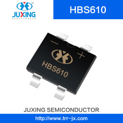 Juxing Hbs610 Vrrm1000V Vrms700V Ifsm130A Vf1a Glass Passivated Single-Phase 6.0AMP Surface Mount Bridge Rectifier with Hbs Case Juxing Hbs610 Vrrm1000V Vrms700V Ifsm130A Vf1a Glass Passivated Single-Phase 6.0AMP Surface Mount Bridge Rectifier with Hbs Case