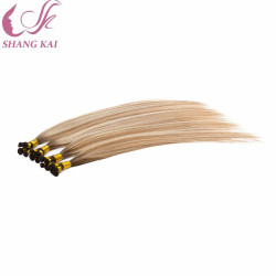 100% European Natural Hair Extensions Hand Tied Weft Ponytail Hair Ombre Color