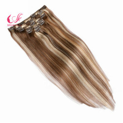 Brazilian 100% Human Virgin Piano-Color Remy Clip in Hair Extension