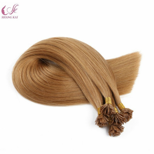 Double Drawn Blonde Dark Brown Virgin Remy European Flat Tip Hair Extension