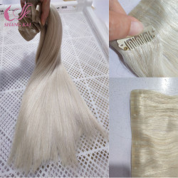 Factory Price Seamless Clip Hair Extensions PU Hair Remy