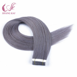 Grey Color Professional Salon Grade Brazilian Human Hair Tape in Hair Extension