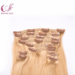 High Quality Blonde Color 120g Brazilian Hair Clip Hair Extension Lace Clip in Hair