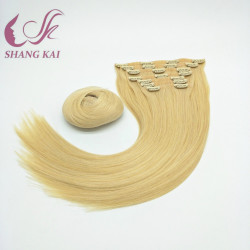 Seamless 100% Brazilian Remy Clip in Hair Extension, Blonde Russian Virgin Hair Clip Human Hair Extensions