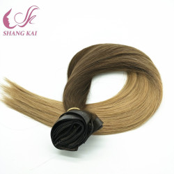 Thick Ends High Quality Brazilian Human Hair Seamless Clip in Extensions for Women