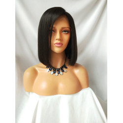 Top Grade Short Bob Black Silky Straight Human Hair Wig