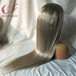 Unprocessed Brazilian Virgin Remy Hair Human Hair Full Lace Wig Silver Color