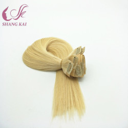 Wholesale Price Blonde Double Weft Brazilian Human Hair Seamless Clip in Hair Extension
